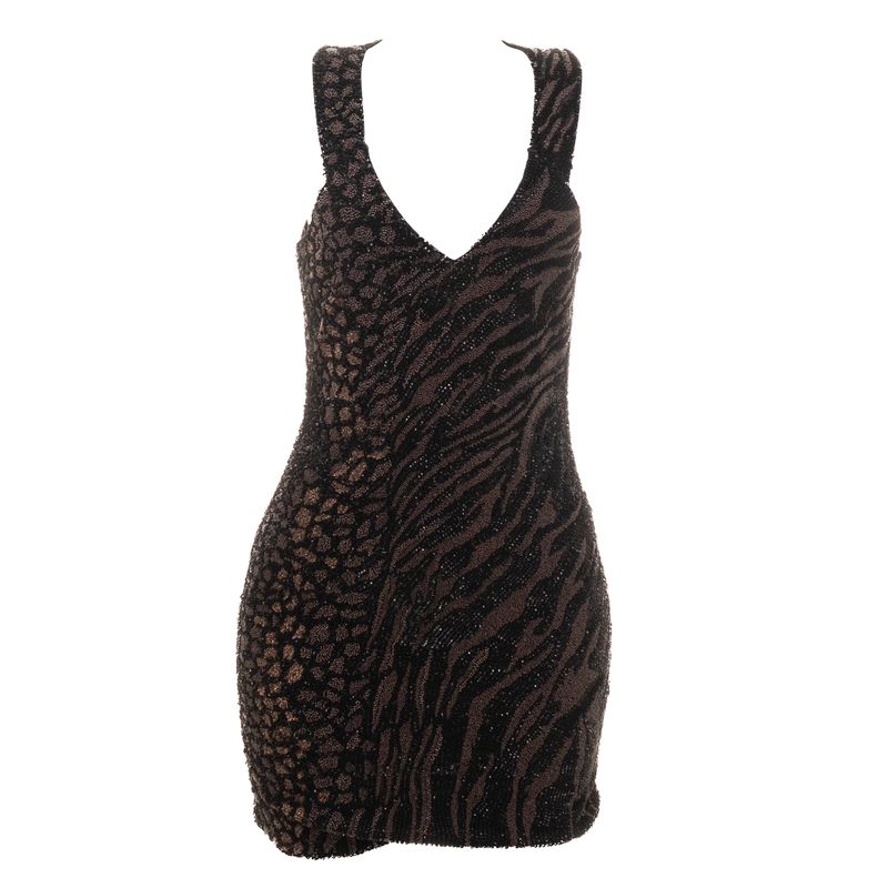 Vestido-AllSaints-Bordado-Preto-e-Marrom-