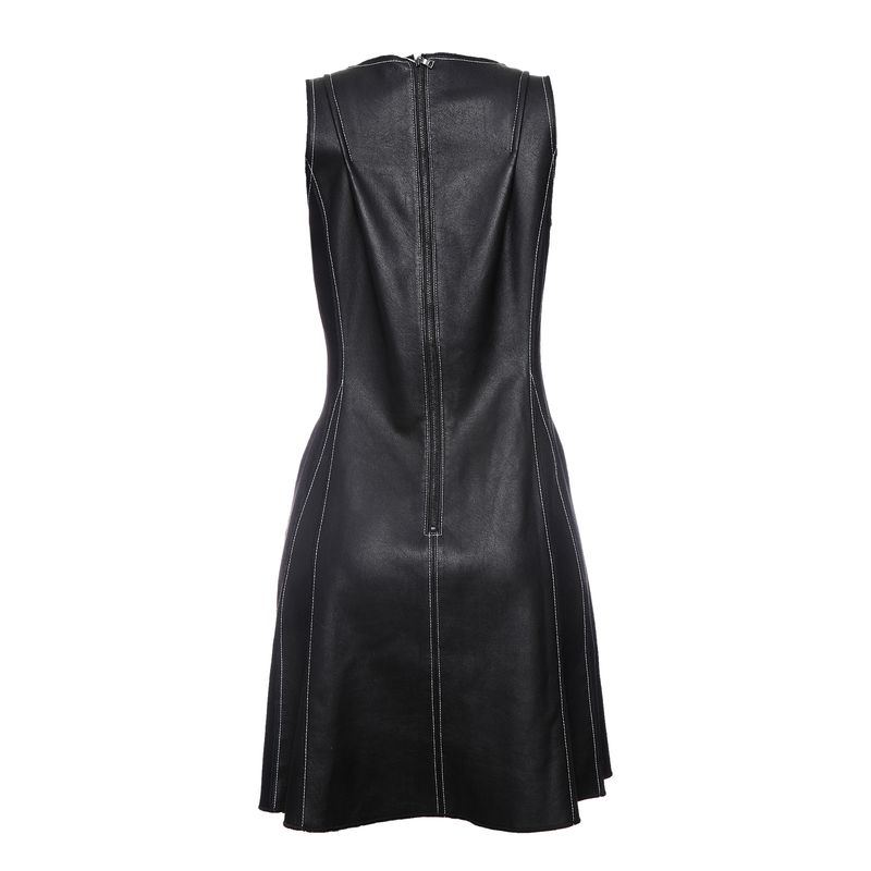 Vestido-BCBG-com-Couro-Preto