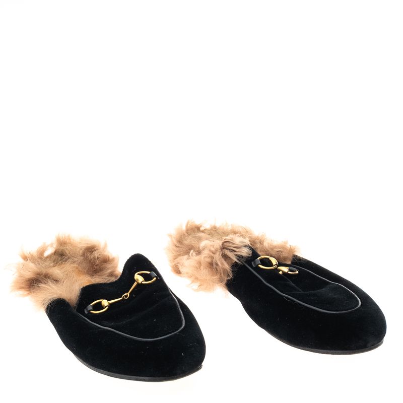 Mule-Gucci-Princetown-Pelos-Couro-Preto