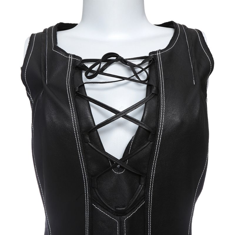 Vestido-BCBG-com-Couro-Preto
