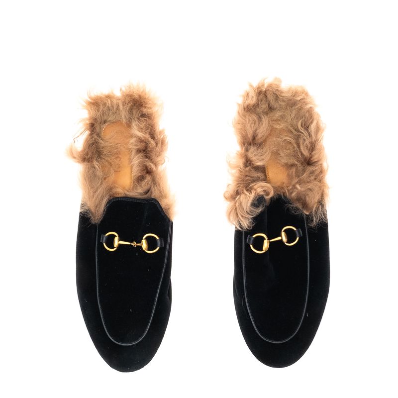 Mule-Gucci-Princetown-Pelos-Couro-Preto