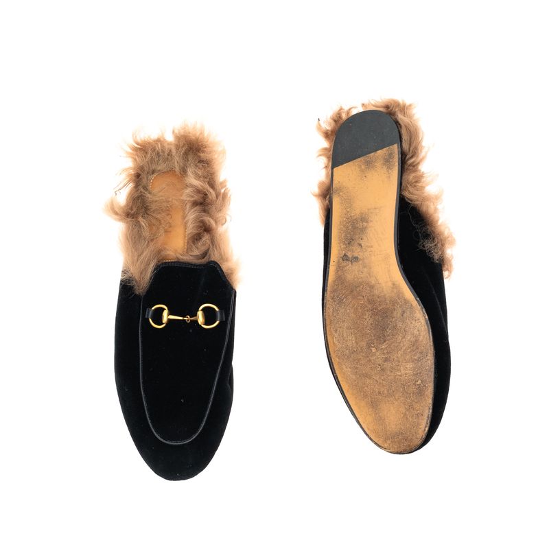 Mule-Gucci-Princetown-Pelos-Couro-Preto