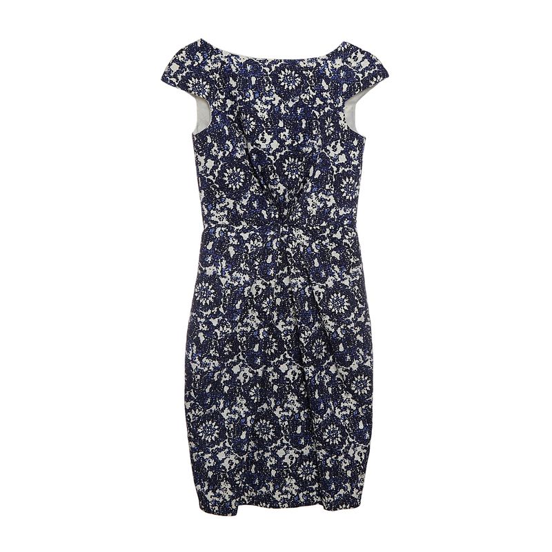 Vestido-Carolina-Herrera-Jacquard-Azul-Marinho