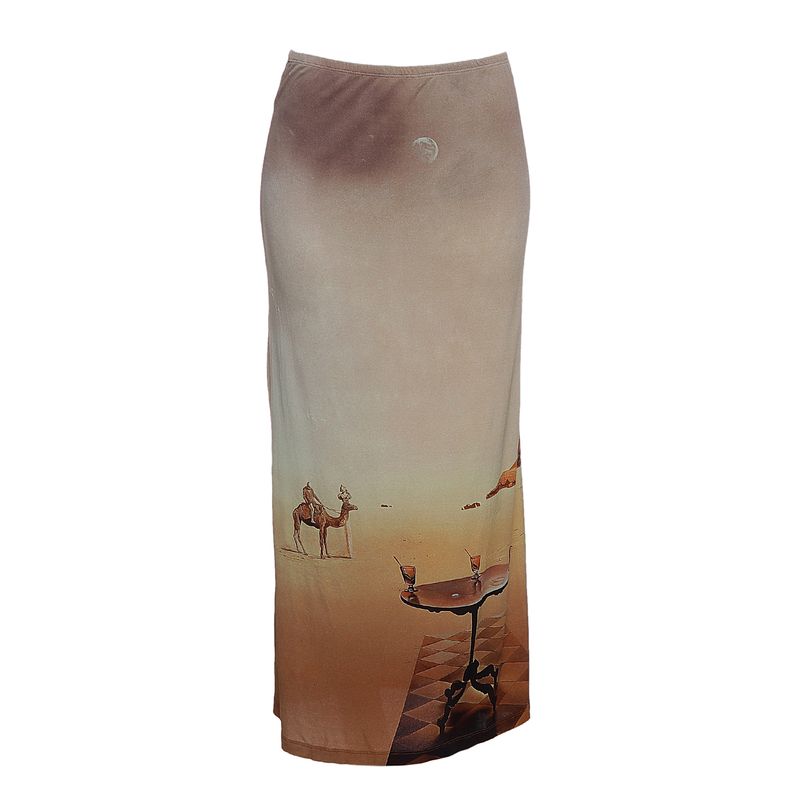 Saia-Paco-Rabanne-Estampada-Marrom