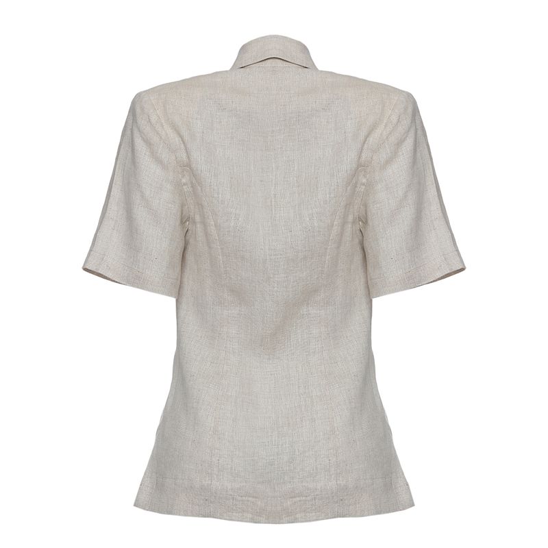 Camisa-Framed-Fivela-Linho-Bege