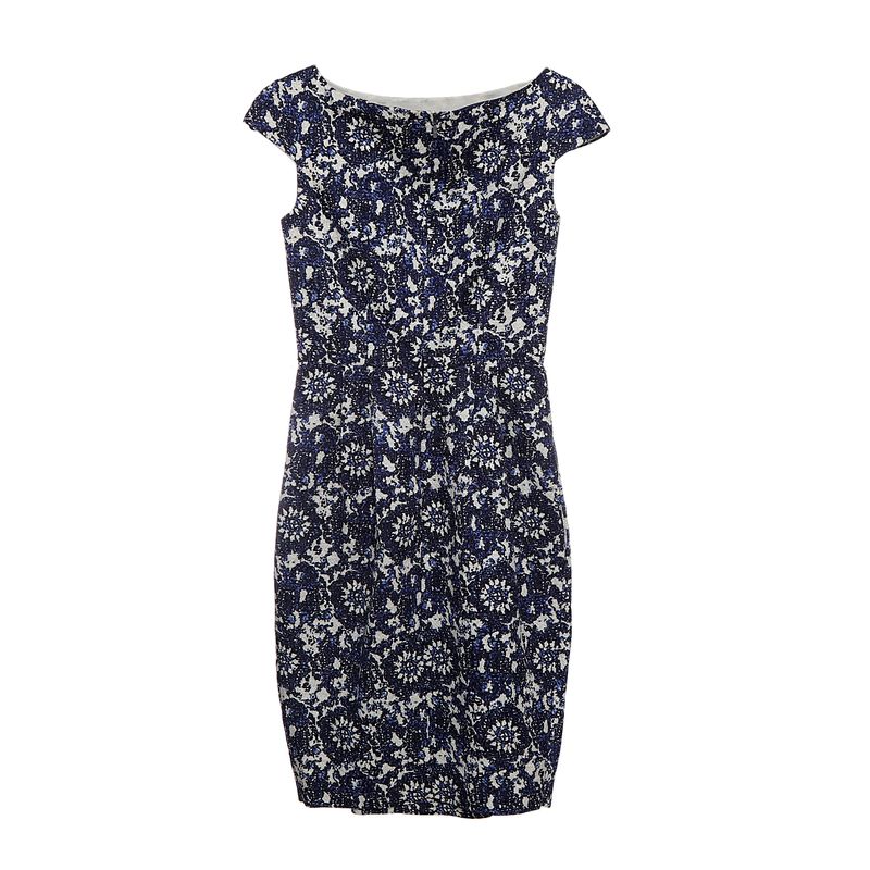 Vestido-Carolina-Herrera-Jacquard-Azul-Marinho