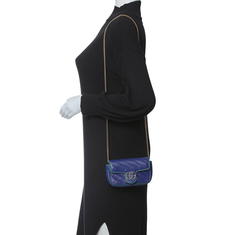 Bolsa-Gucci-Marmont-Mini-Chain-Couro-Azul