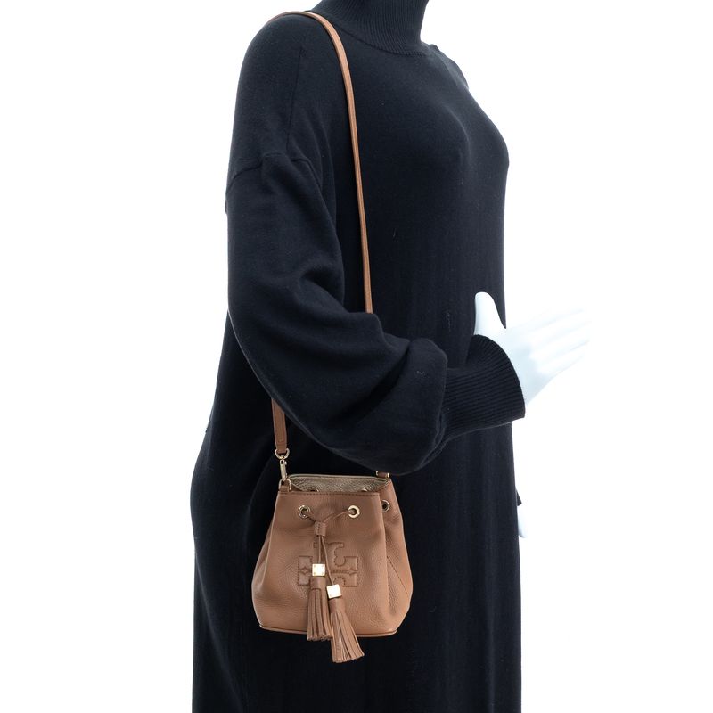 Bolsa-Tory-Burch-Bucket-Couro-Marrom-