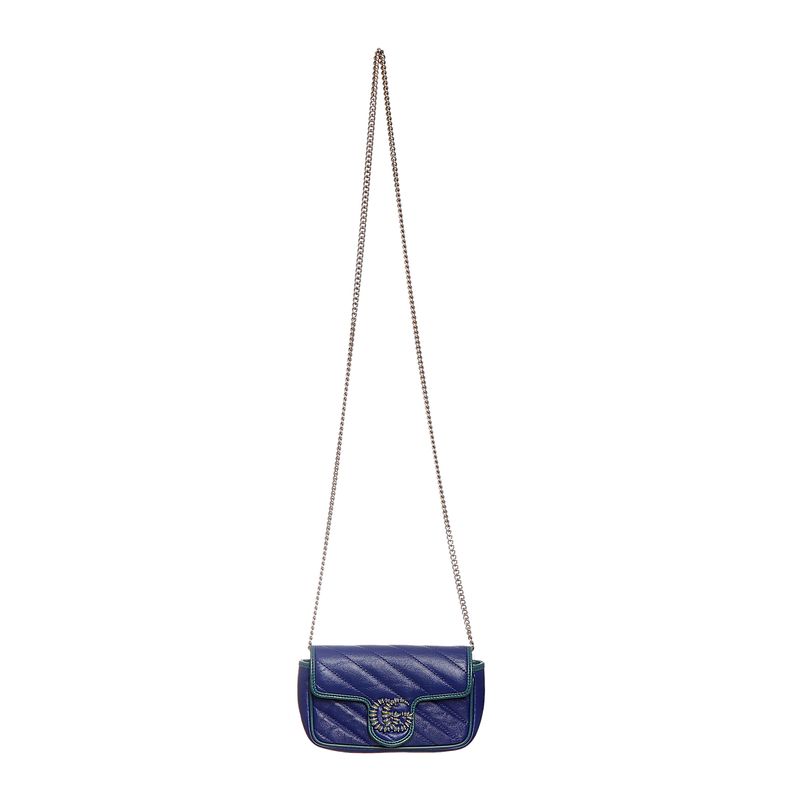 Bolsa-Gucci-Marmont-Mini-Chain-Couro-Azul