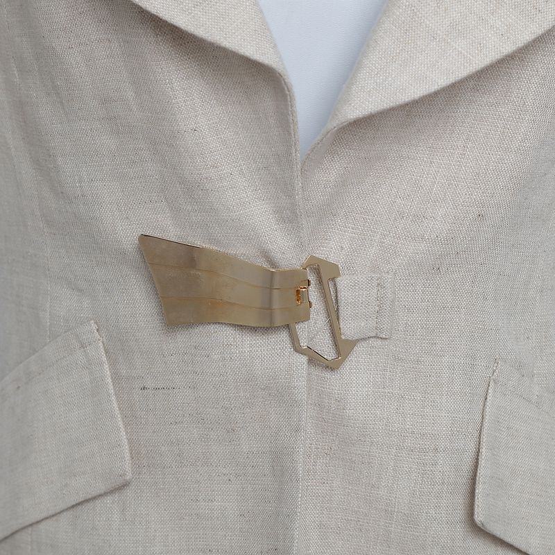 Camisa-Framed-Fivela-Linho-Bege