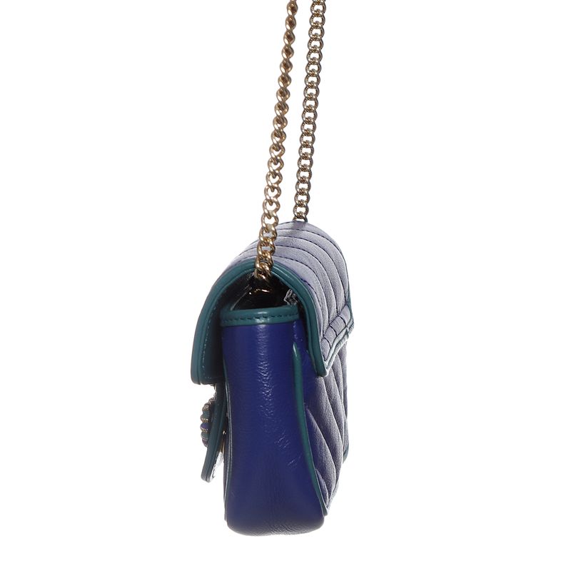 Bolsa-Gucci-Marmont-Mini-Chain-Couro-Azul