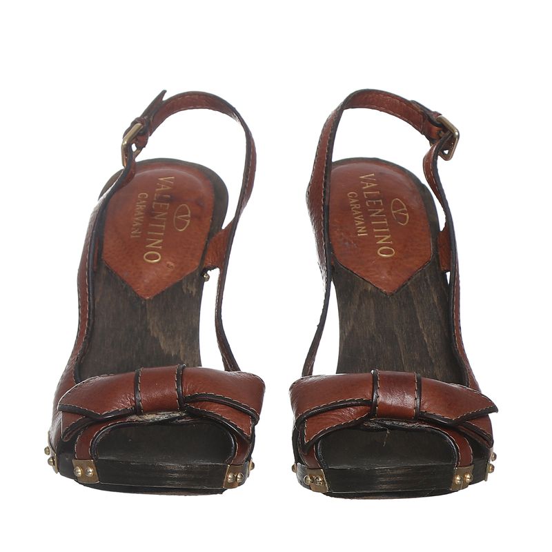 Sandalia-Valentino-Garavani-Madeira-e-Couro-Marrom-