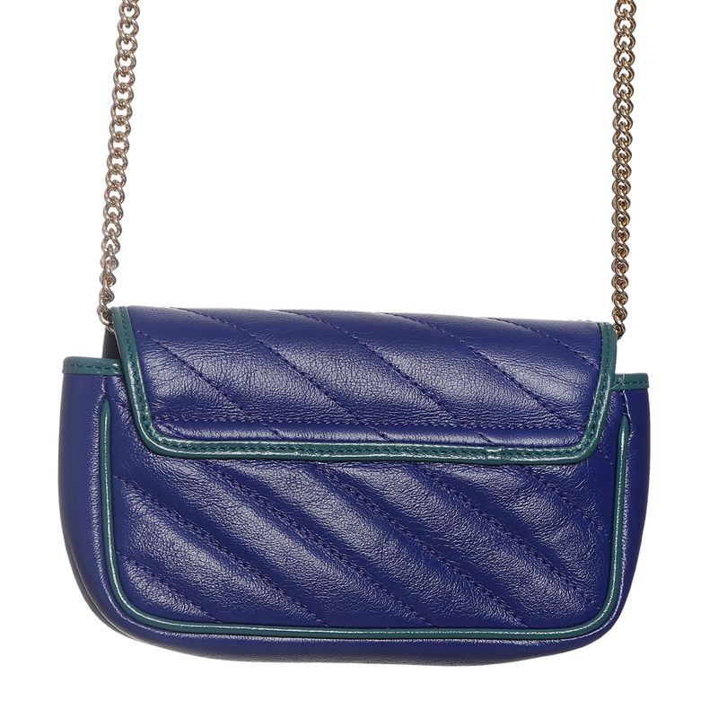Bolsa-Gucci-Marmont-Mini-Chain-Couro-Azul