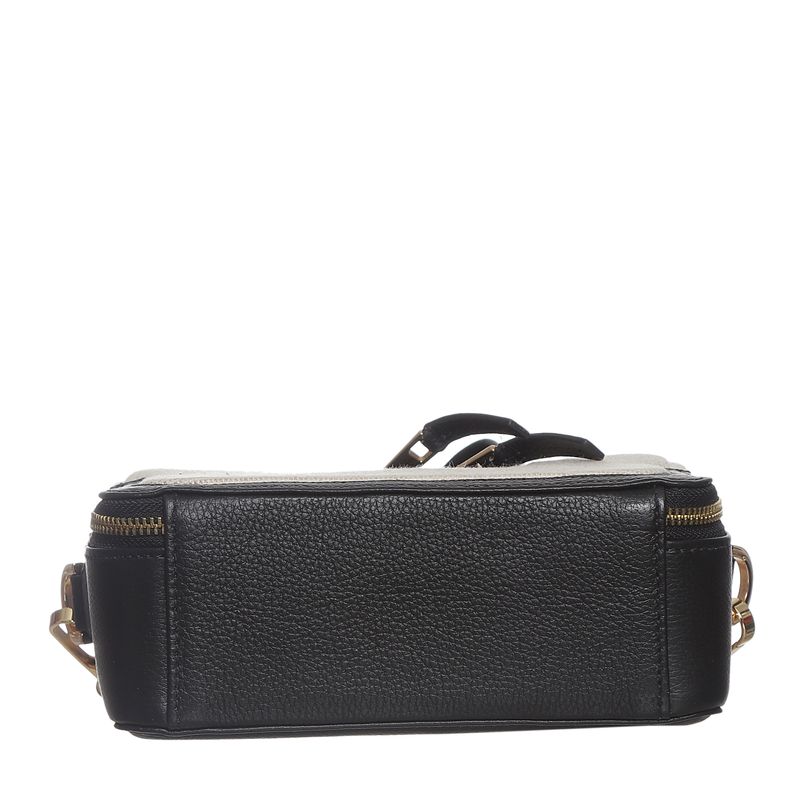 Bolsa-Escudero-Couro-e-Tecido-Preto-e-Creme-