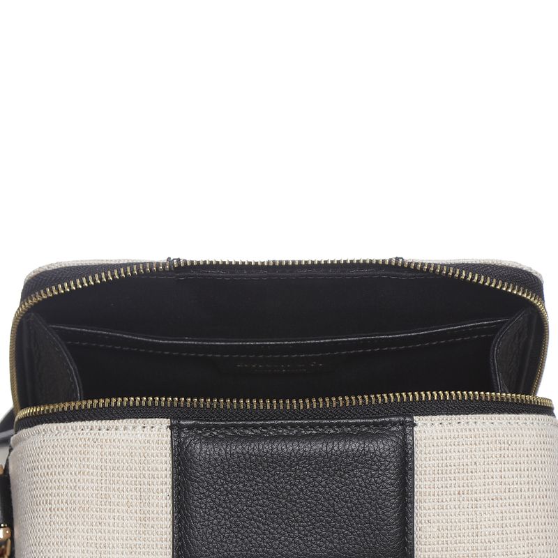Bolsa-Escudero-Couro-e-Tecido-Preto-e-Creme-