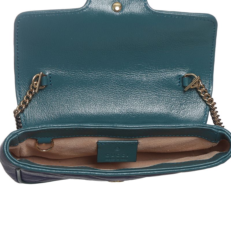 Bolsa-Gucci-Marmont-Mini-Chain-Couro-Azul