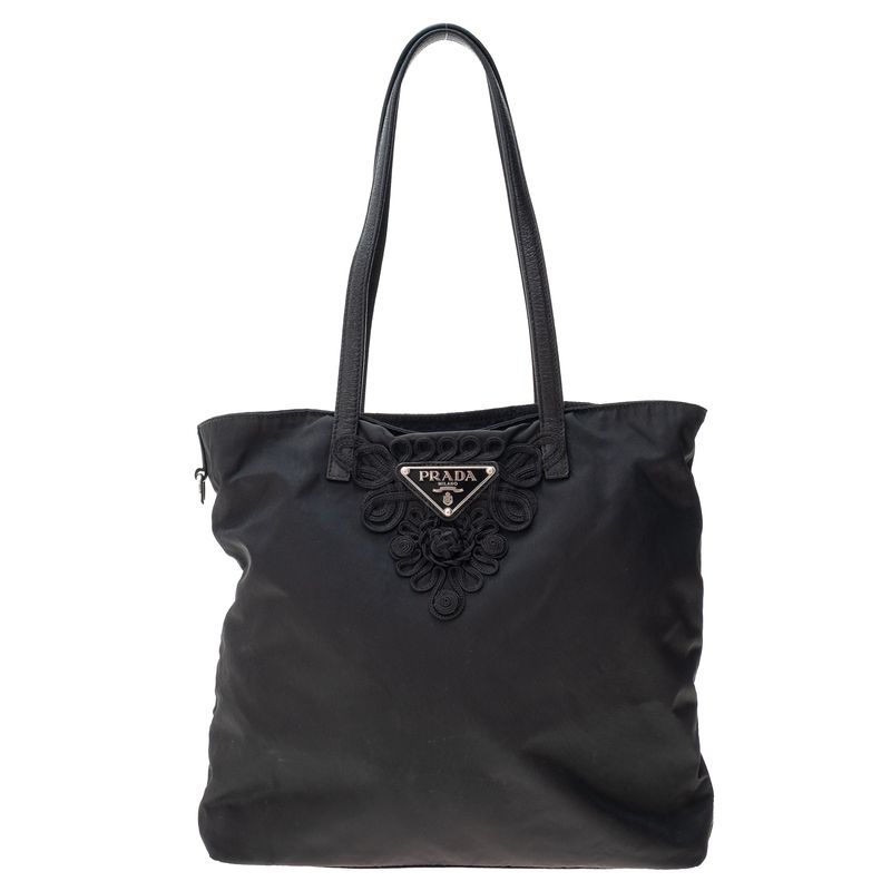 Bolsa-Prata-Tote-Nylon-Preta-
