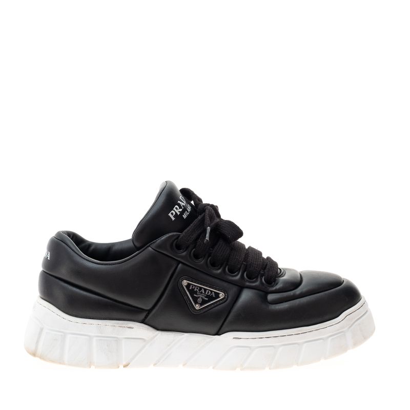 Tenis-Prada-Puffer-Couro-Preto-e-Branco-
