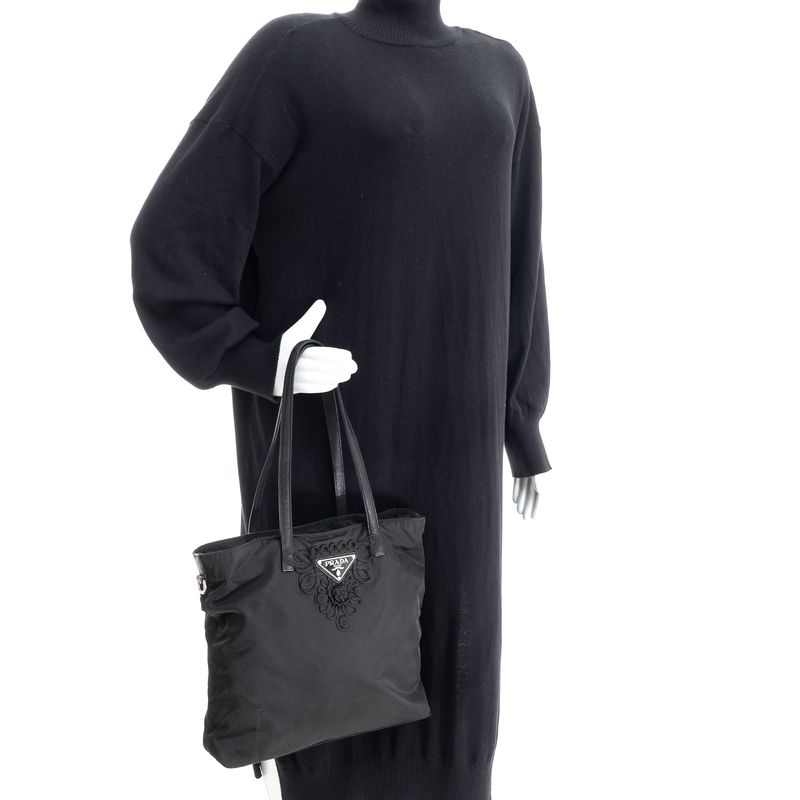 Bolsa-Prata-Tote-Nylon-Preta-