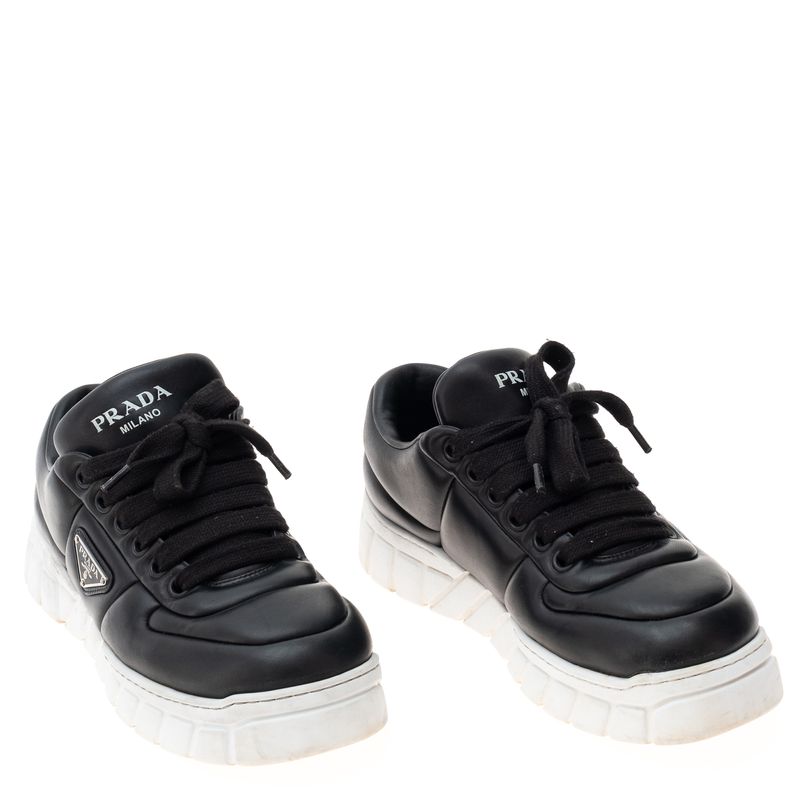 Tenis-Prada-Puffer-Couro-Preto-e-Branco-
