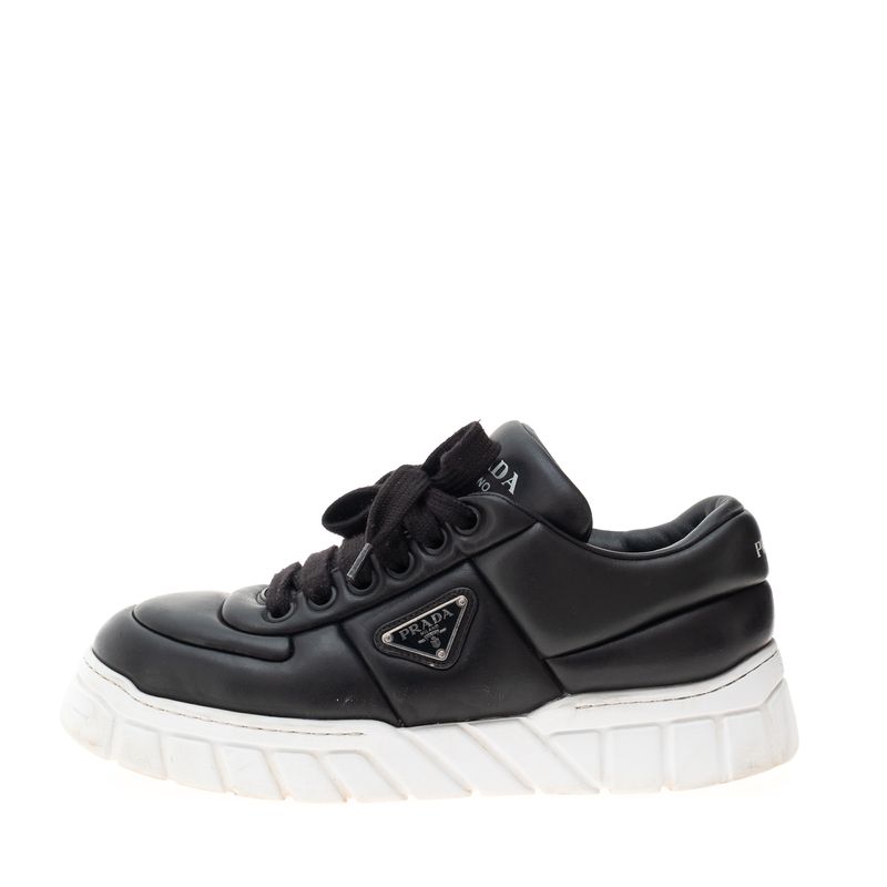 Tenis-Prada-Puffer-Couro-Preto-e-Branco-