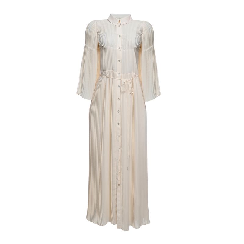 Vestido-Cris-Barros-Plissado-Bege