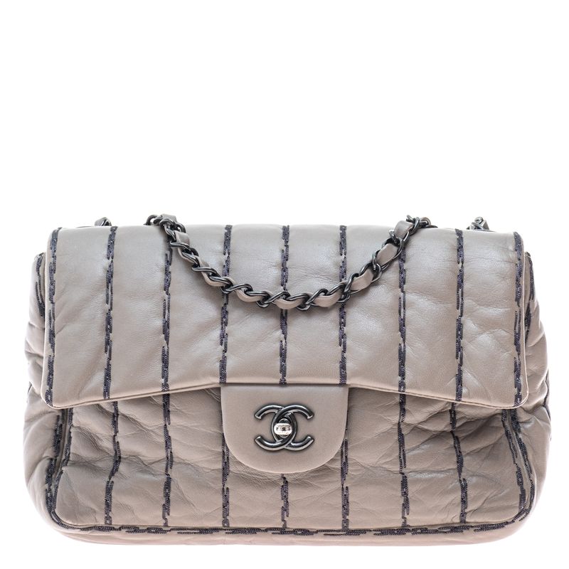 Bolsa-Chanel-Vertical-Stitch-Cinza-