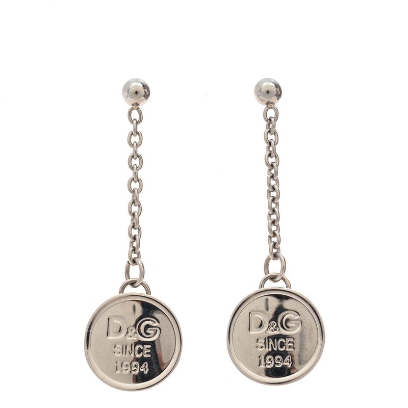 Brinco-Dolce---Gabbana-Logo-Redondo-Prateado-