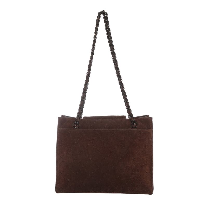 Bolsa-Chanel-Vintage-CC-Suede-Marrom