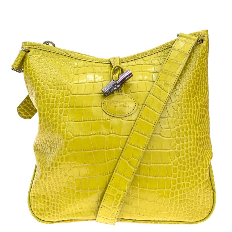 Bolsa-Longchamp-Roseau-Textura-Croco-Verde