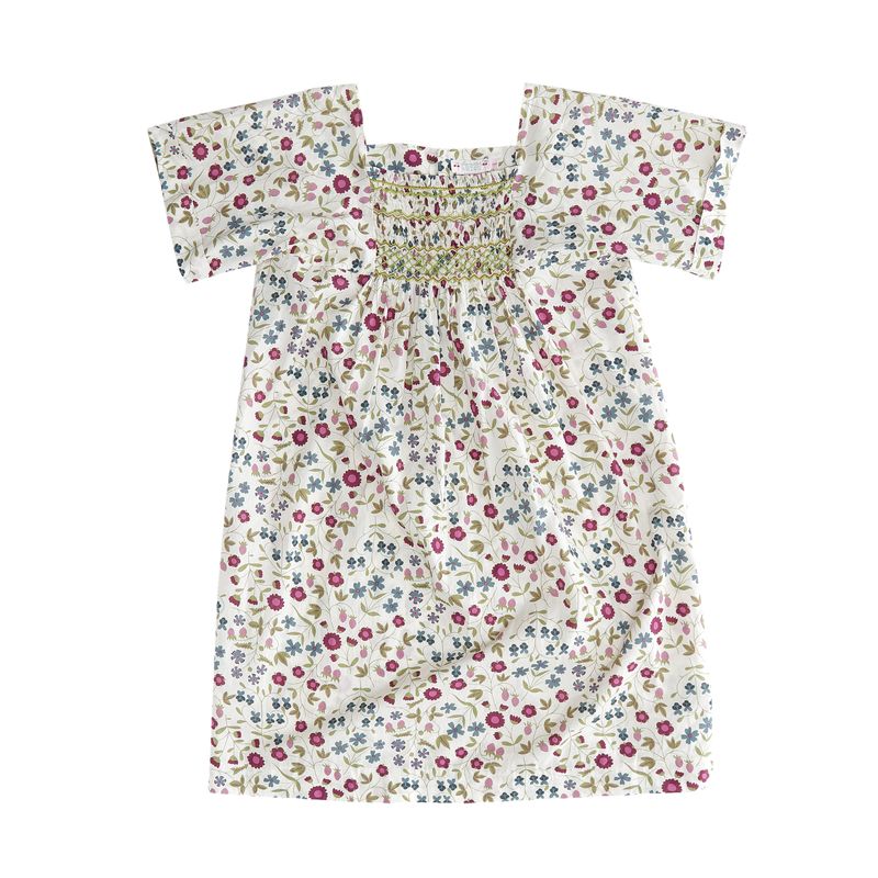 Vestido-Bonpoint-Infantil-Estampado-Bege