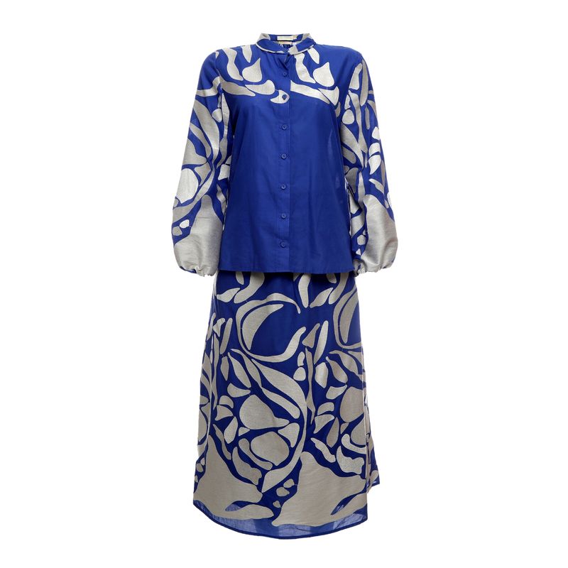 Conjunto-Cris-Barros-Camisa-e-Saia-Estampado-Azul-