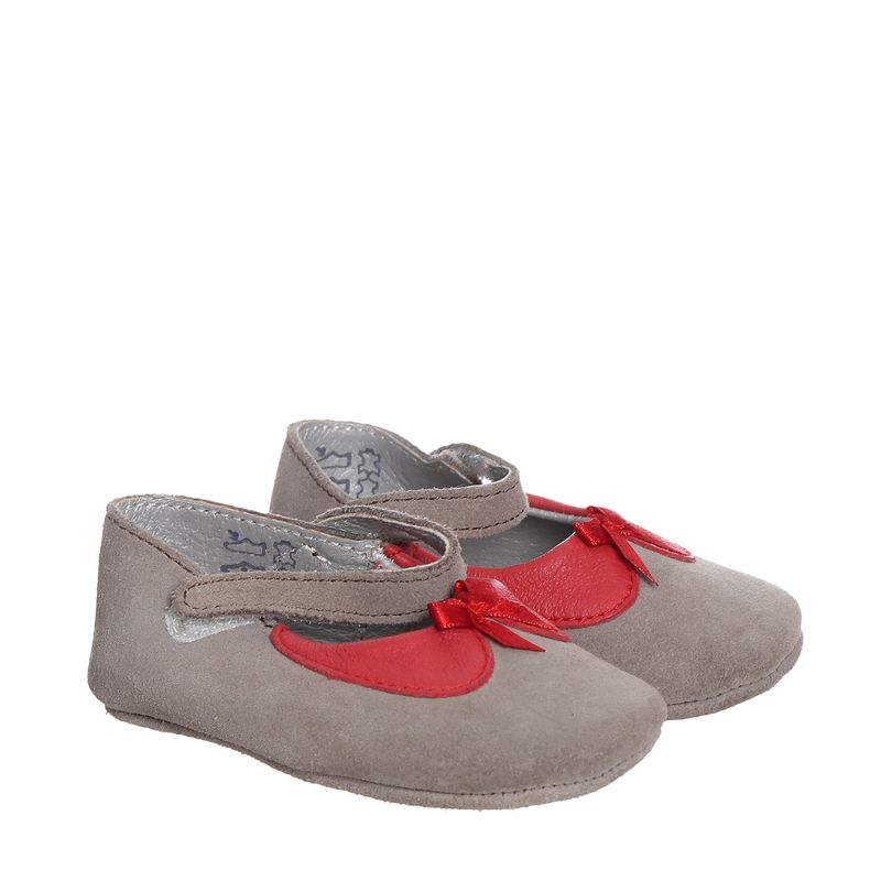 Sapato-Tartine-et-Chocolat-Infantil-Camurca-Cinza-e-Vermelho