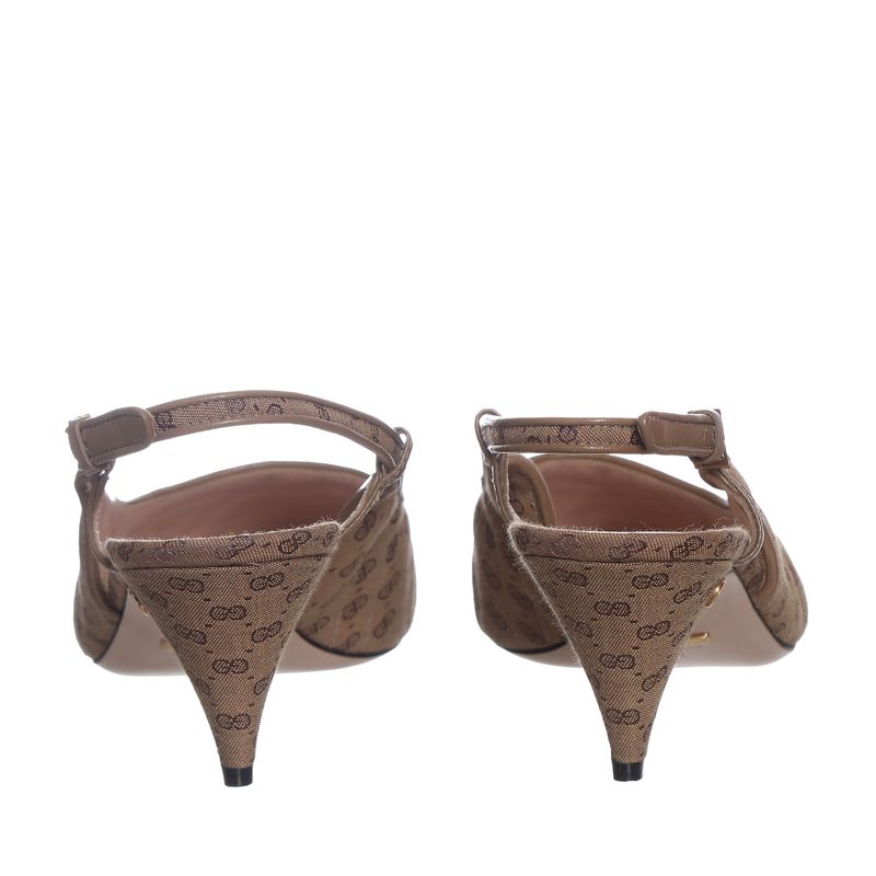 Sapato-Gucci-Slingback-Monograma-Bege