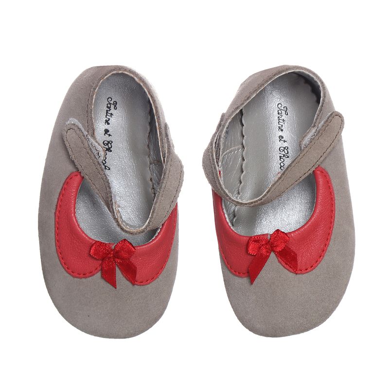 Sapato-Tartine-et-Chocolat-Infantil-Camurca-Cinza-e-Vermelho