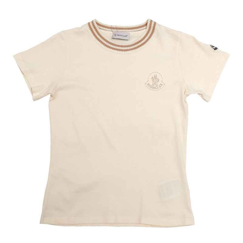 Camiseta-Moncler-Infantil-Gola-Trico-Bege