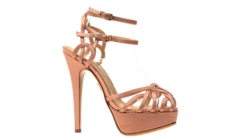Sandália Charlotte Olympia Cetim Rosa | Brechó de luxo - Prettynew