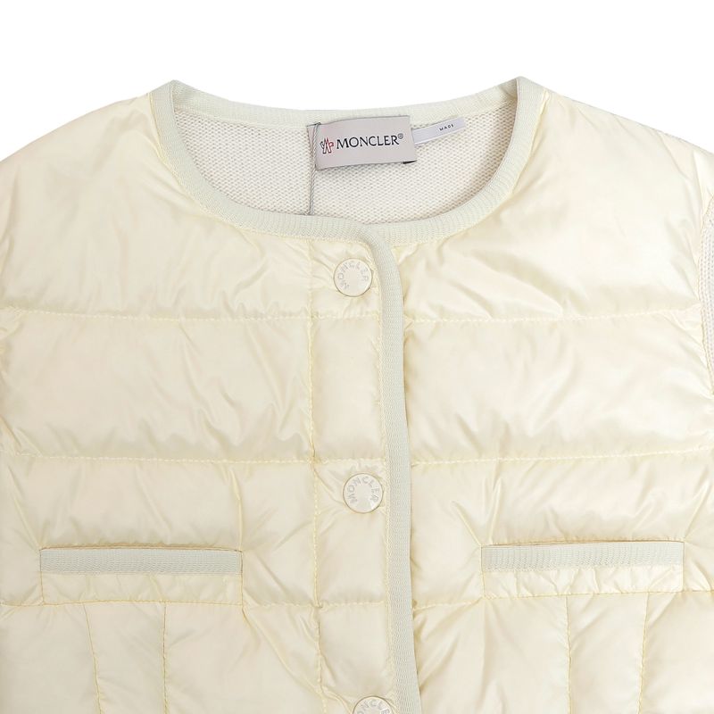 Casaco-Moncler-Infantil-Puffer-com-Trico-Bege