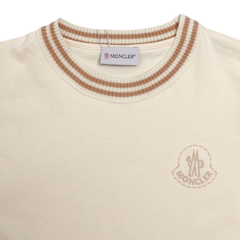 Camiseta-Moncler-Infantil-Gola-Trico-Bege