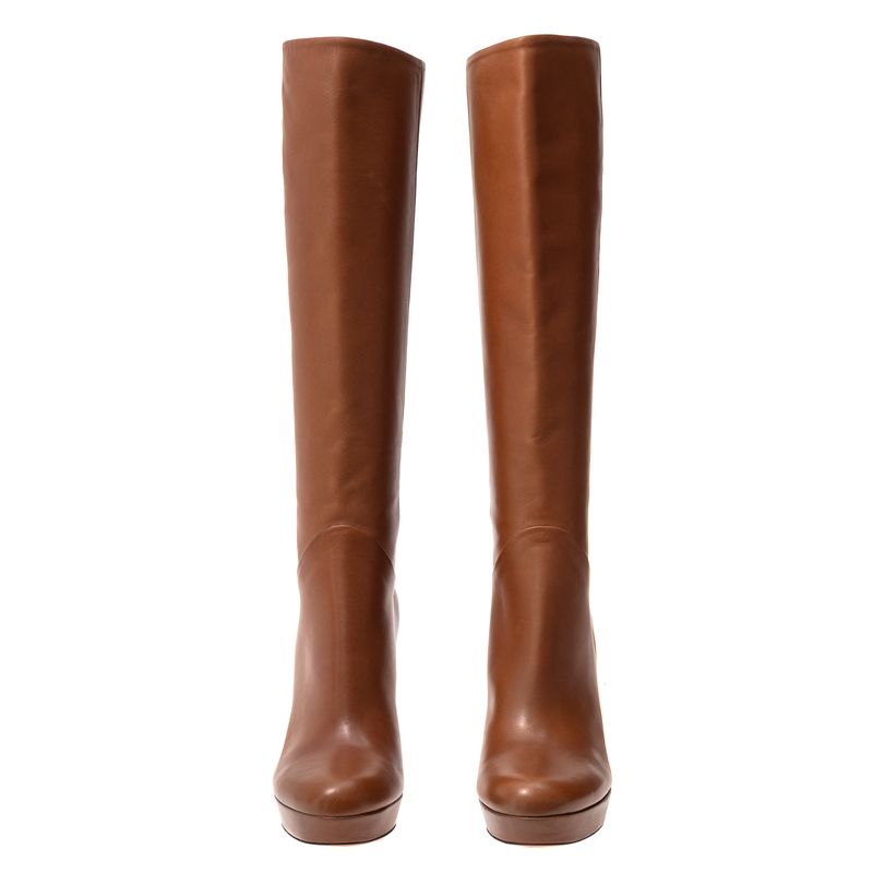 Bota-Gucci-Cano-Alto-Couro-Marrom