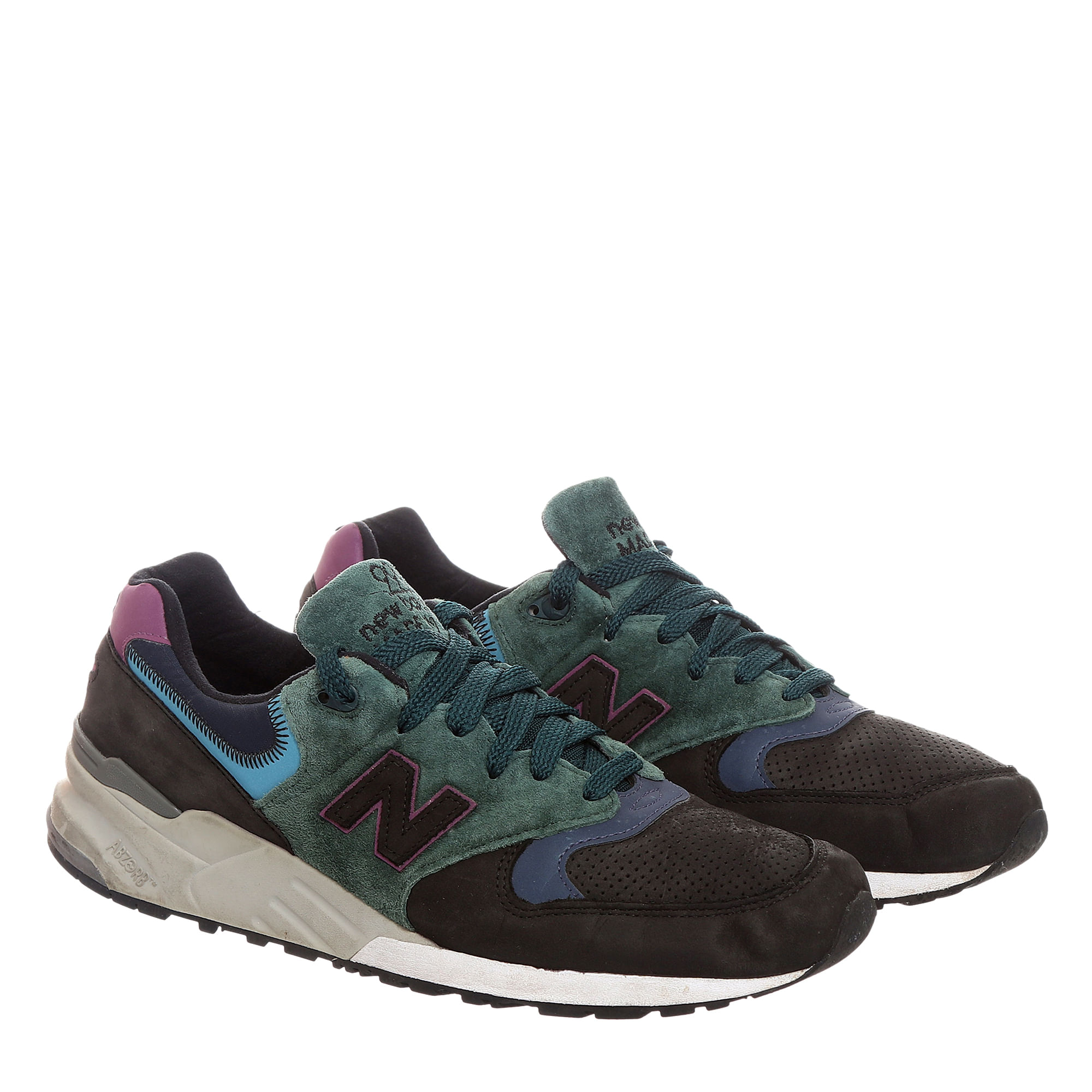 Tênis New Balance 999 Bicolor Verde Preto e Roxo | Brechó de luxo