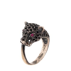 Anel Pantera Prata Chumbo