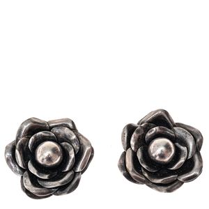 Brinco Vintage Pressão Flor Prateado