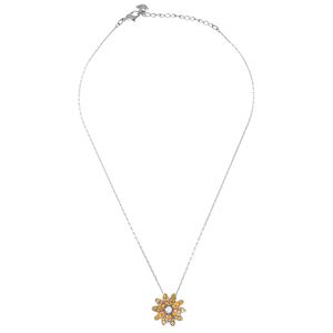 Colar Swarovski Flor Cristal Amarelo e Laranja