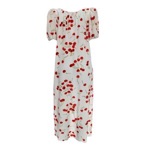 Vestido Adriana Degreas Seda Estampado Cereja