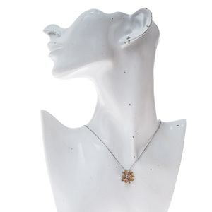 Colar Swarovski Flor Cristal Amarelo e Laranja