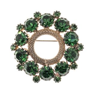 Broche Vintage Redondo Pedras Verdes