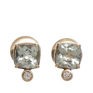 Brinco Ouro, Prasiolita e Diamante