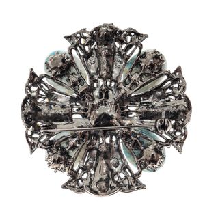 Broche Vintage Pedras e Strass Azul Turquesa