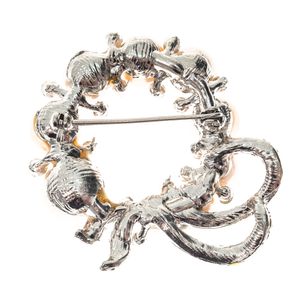 Broche Vintage Redondo Esfera Perolada e Strass